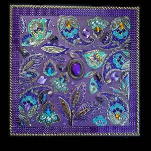 26"×26" PURPLE & GOLD DECORATIVE PAISLEY WALL ART